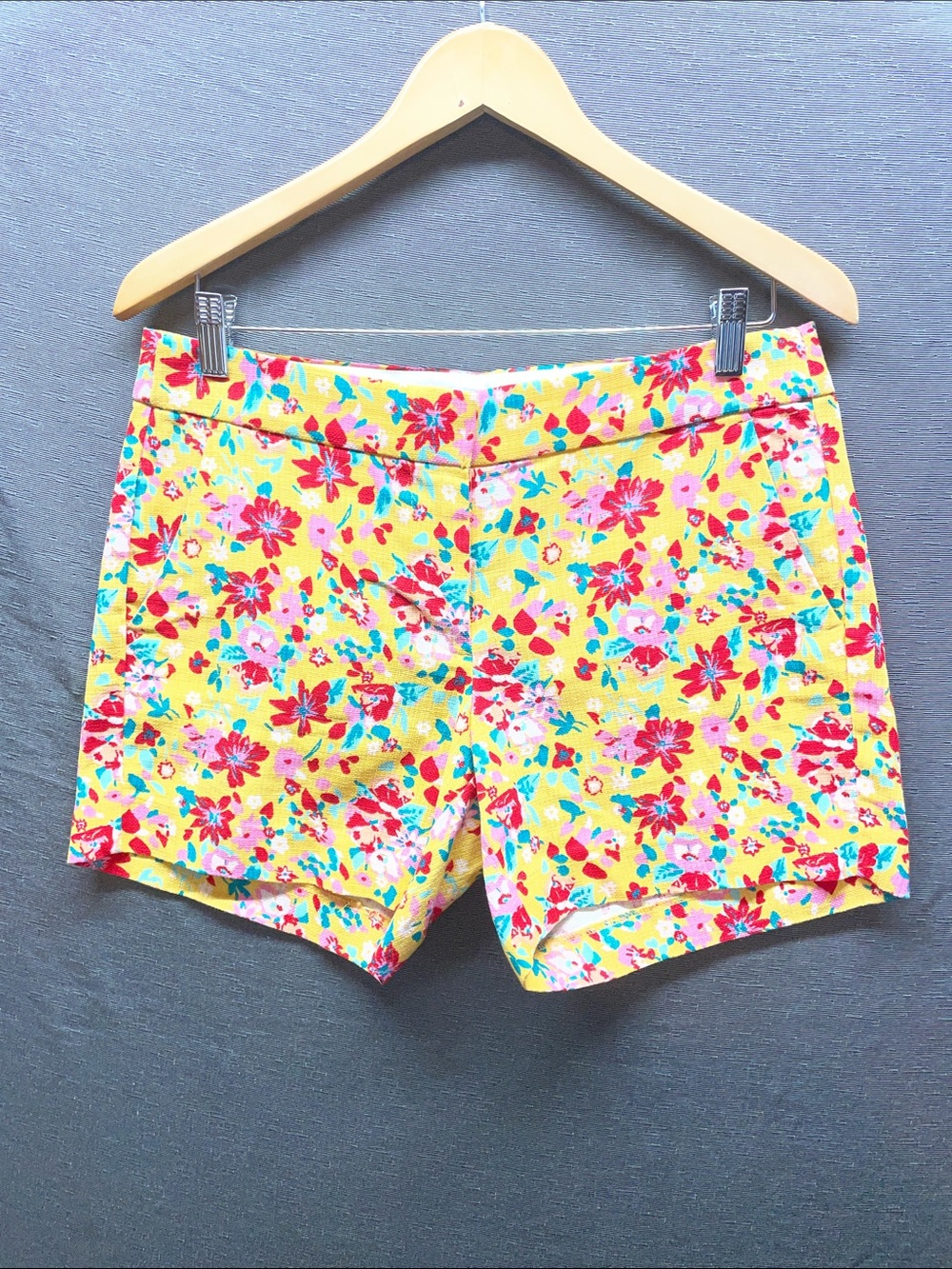 J. Crew Factory Yellow Floral Print Cotton Shorts‎